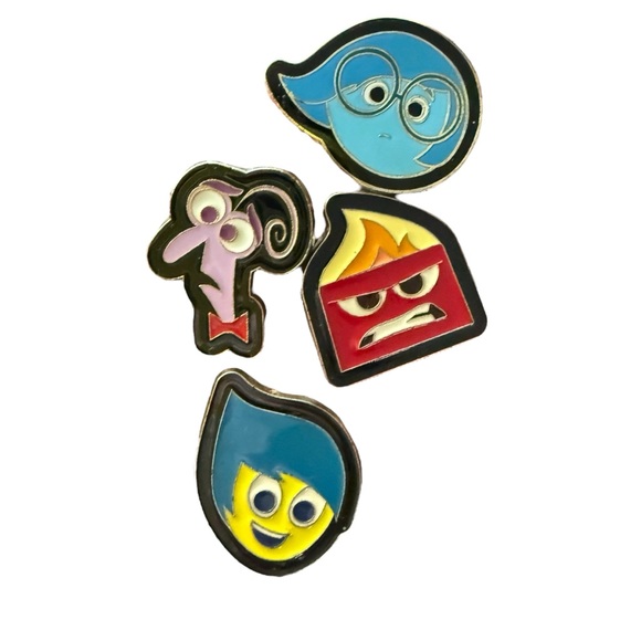 Disney | Accessories | Disney Set Of 4 Inside Out Pins Anger Sadness ...